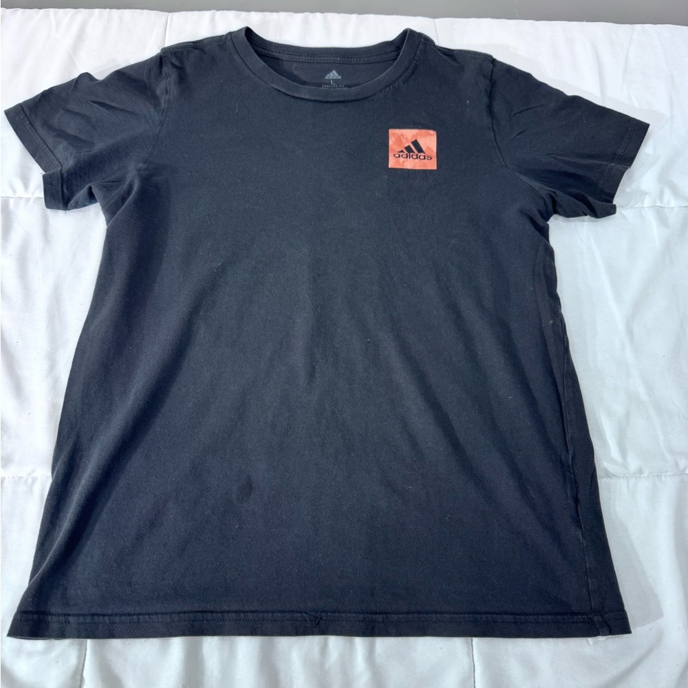 Adidas Kids Tee in Black with Orange Accent